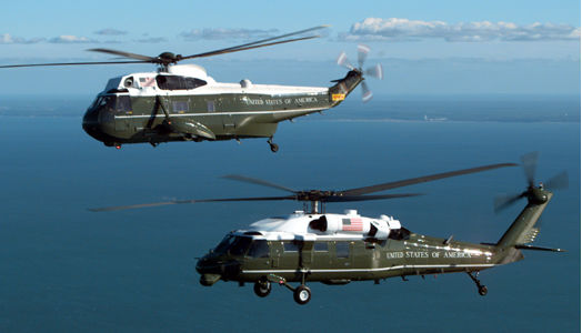 VH-3D/VH-60 Air to Air over water Color Horizontal