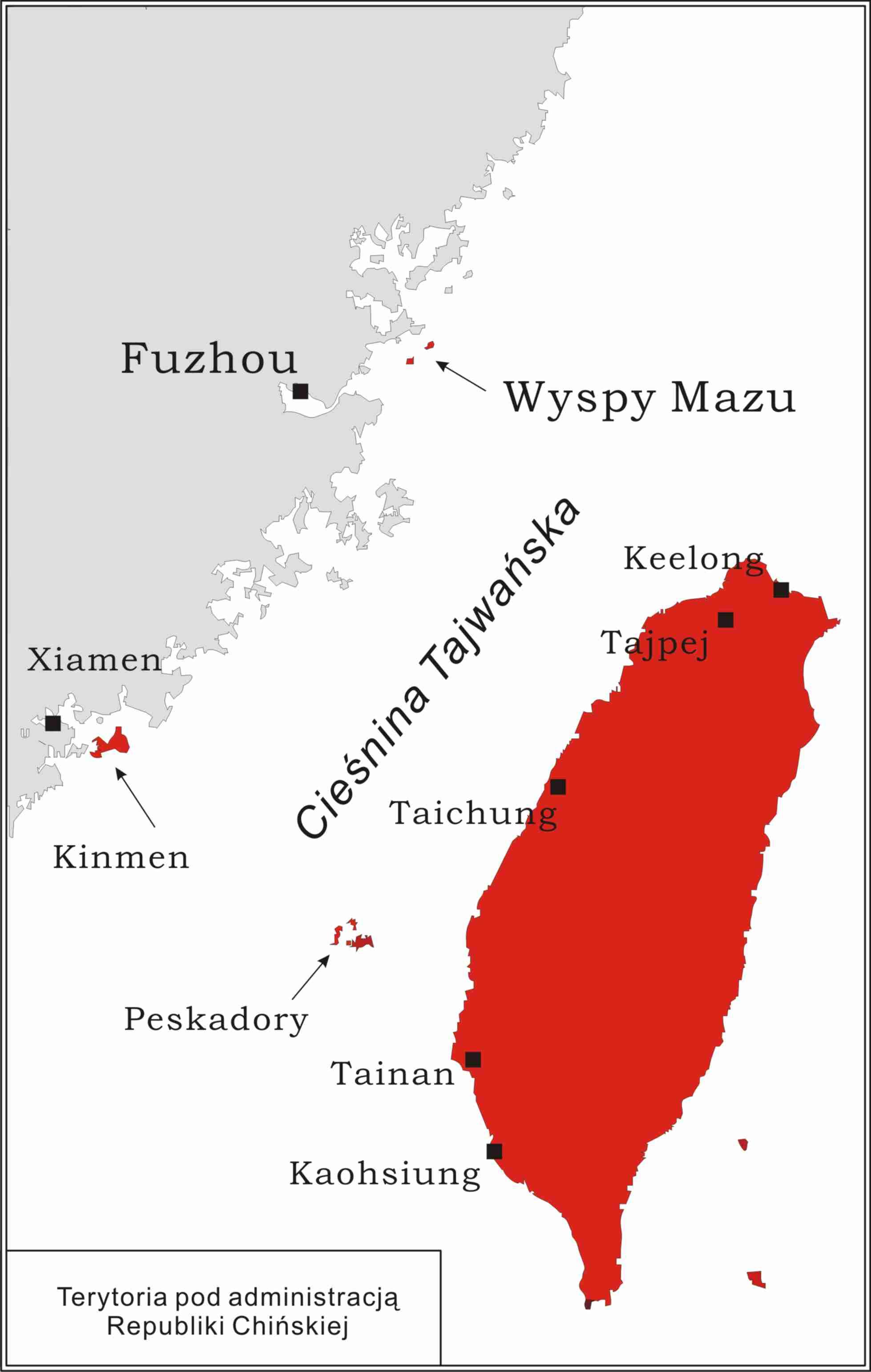 Mapa terytorium Tajwanu. Grafika: Piotr Plebaniak.