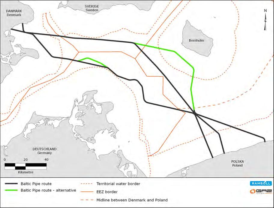 Rozważane warianty przebiegu Baltic Pipe; Gaz-System