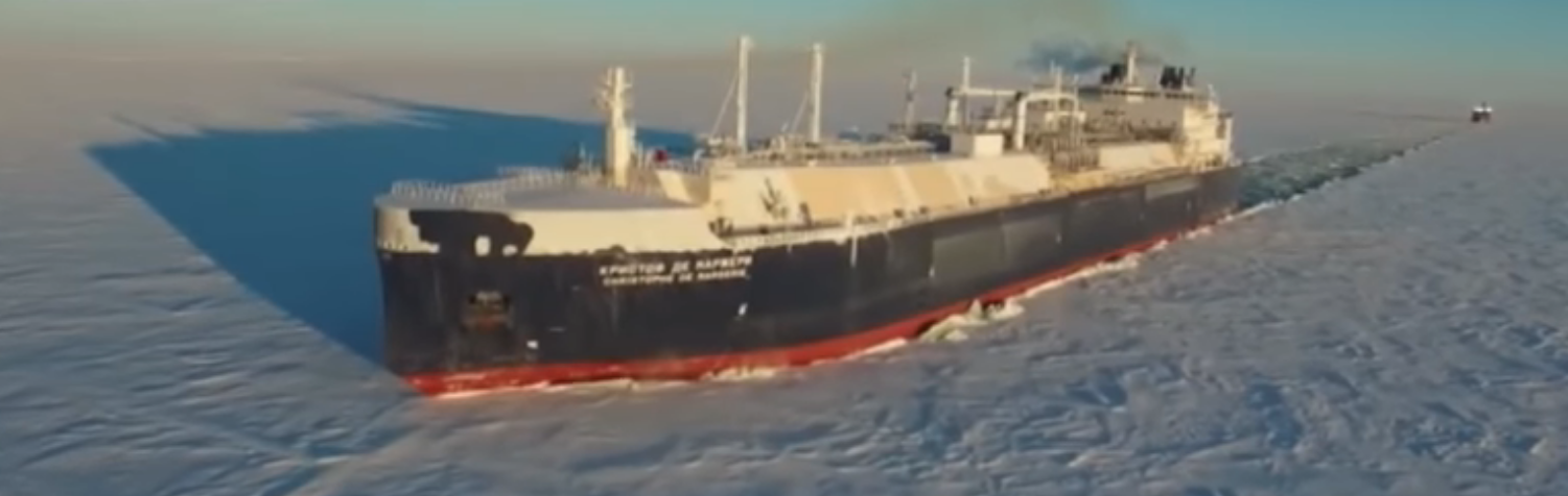 Gazowiec LNG Christophe de Margerie zdolny do pokonywania lodu o grubości do 2 m; youtube.com