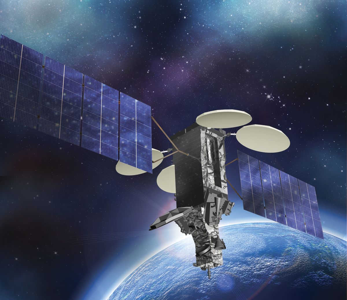 Artystyczna wizja satelity opartego na platformie LM A2100. Ilustracja: Lockheed Martin